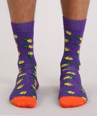 Meia-Masculina-Cano-Alto-Divertida-Abacaxi--Roxa-9242400-Roxo_4