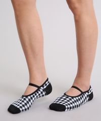 Meia-Sapatilha-Feminina-Estampada-Xadrez-Preta-9146570-Preto_2