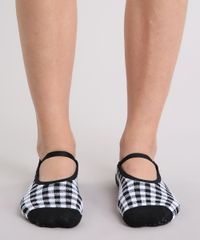 Meia-Sapatilha-Feminina-Estampada-Xadrez-Preta-9146570-Preto_4