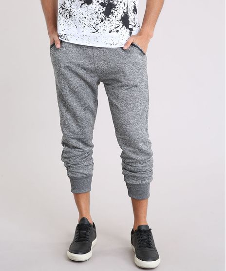 Calca-Masculina-Jogger-em-Moletom-com-Bolsos-Cinza-Mescla-9166439-Cinza_Mescla_1