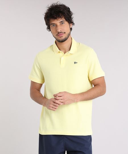 Polo-Masculina-Basica-Manga-Curta-em-Piquet-de-Algodao---Sustentavel-Amarela-8846599-Amarelo_1