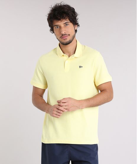 Polo-Masculina-Basica-Manga-Curta-em-Piquet-de-Algodao---Sustentavel-Amarela-8846599-Amarelo_1