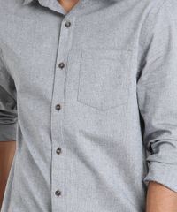 Camisa-Masculina-Slim-com-Bolso-Manga-Longa-Cinza-Mescla-9258425-Cinza_Mescla_4