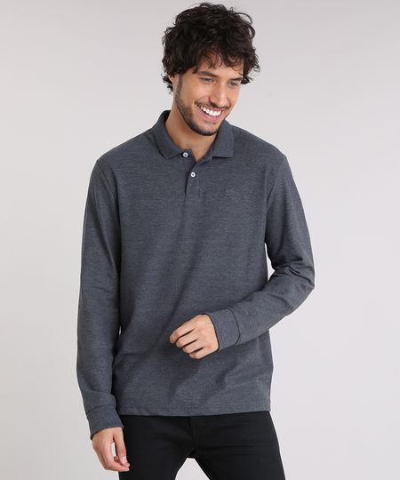 Polo-Masculina-em-Piquet-Manga-Longa-Cinza-Mescla-Escuro-9209744-Cinza_Mescla_Escuro_1