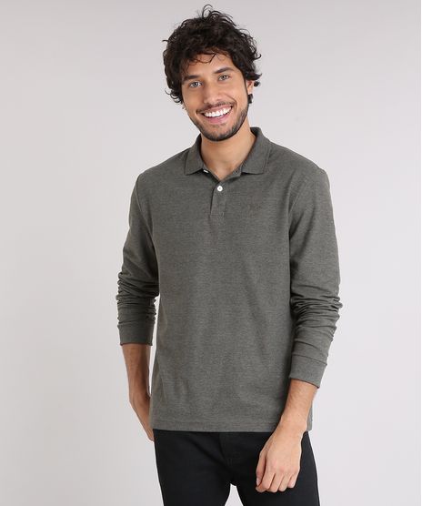 Polo-Masculina-em-Piquet-Manga-Longa-Verde-Militar-9209744-Verde_Militar_1