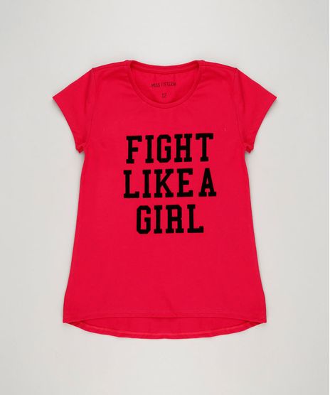 Blusa-Infantil--Fight-Like-A-Girl--Manga-Curta-Decote-Redondo-Rosa-Escuro-9220311-Rosa_Escuro_1