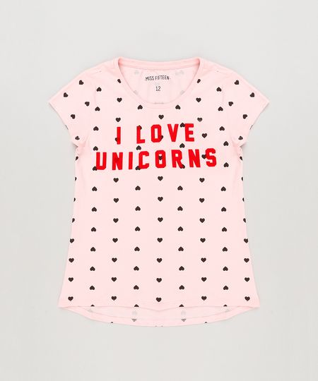 Blusa-Infantil--I-Love-Unicorns--Estampada-de-Coracoes-Manga-Curta-Decote-Redondo-Rosa-9220298-Rosa_1