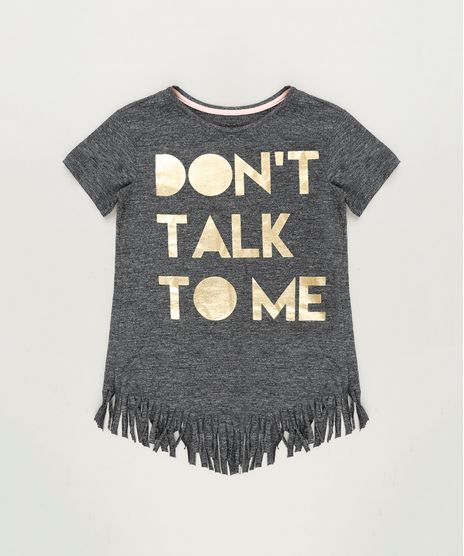 Blusa-Infantil--Don-t-Talk-To-Me--com-Franjas-Manga-Curta-Decote-Redondo-Cinza-Mescla-Escuro-9220312-Cinza_Mescla_Escuro_1