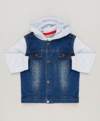 Jaqueta-Jeans-Infantil-com-Capuz-Manga-Longa-em-Moletom-de-Algodao---Sustentavel-Azul-Escuro-9118901-Azul_Escuro_1