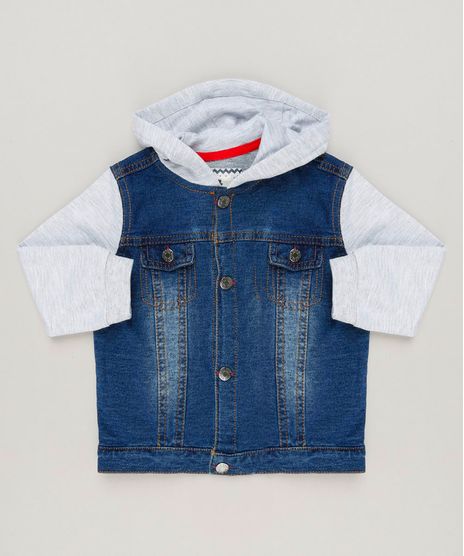 Jaqueta-Jeans-Infantil-com-Capuz-Manga-Longa-em-Moletom-de-Algodao---Sustentavel-Azul-Escuro-9118901-Azul_Escuro_1