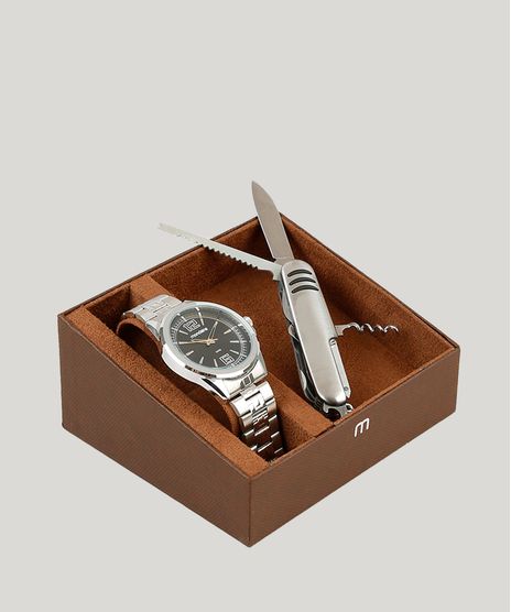 Kit-de-Relogio-Analogico-Mondaine-Masculino---Canivete---83421G0MVNE1K-Prateado-9252022-Prateado_1