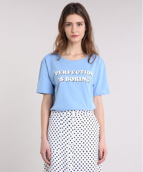 T-shirt-Feminina-Manga-Curta--Perfection-is-Boring---Azul-Claro-9293760-Azul_Claro_1