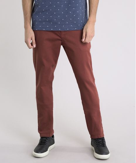 Calca-Masculina-Chino-Slim-com-Bolsos-Laranja-Escuro-9203006-Laranja_Escuro_1