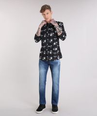 Camisa-Masculina-Estampada-com-Caveiras-Manga-Longa-e-Bolso--Preta-8873892-Preto_3