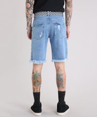 Bermuda-Jeans-Masculina-Destroyed-com-Cinto-Quadriculado-Azul-Claro-9218770-Azul_Claro_2