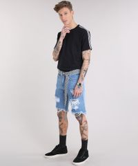 Bermuda-Jeans-Masculina-Destroyed-com-Cinto-Quadriculado-Azul-Claro-9218770-Azul_Claro_3