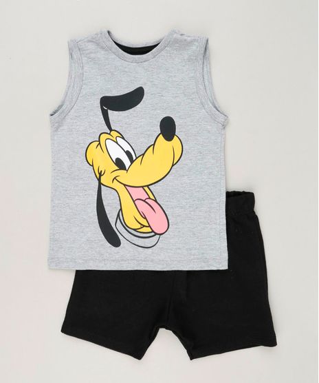 Conjunto-Infantil-de-Regata-Pluto-Cinza-Mescla---Bermuda-em-Moletom-Preta-8750771-Preto_1