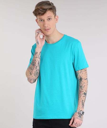Camiseta Masculina Básica Manga Curta Gola Careca Verde Menor preço em Camiseta Masculina Básica Manga Curta Gola Careca Verde