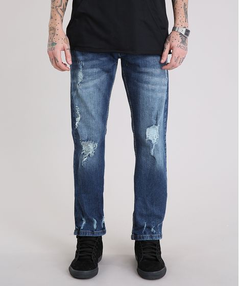 calça reta jeans masculina