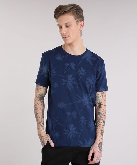 Camiseta-Masculina-Estampada-de-Coqueiros-Manga-Curta-Gola-Careca-Azul-Marinho-9210278-Azul_Marinho_1