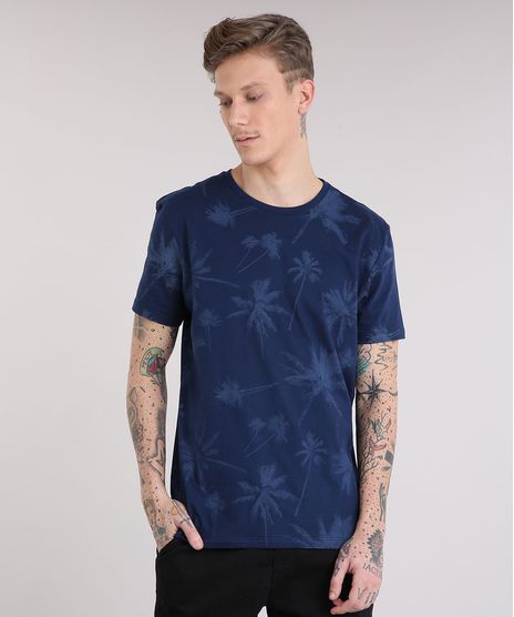 Camiseta-Masculina-Estampada-de-Coqueiros-Manga-Curta-Gola-Careca-Azul-Marinho-9210278-Azul_Marinho_1