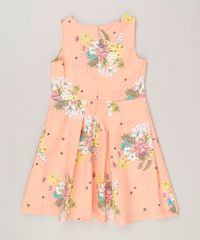 Vestido-Infantil-Estampado-Floral-com-Pregas-Sem-Manga-Decote-Redondo-Coral-9115649-Coral_2