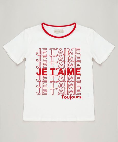 Blusa-Infantil--Je-T-Aime--Manga-Curta-Decote-Redondo-em-Algodao---Sustentavel-Off-White-9233128-Off_White_1