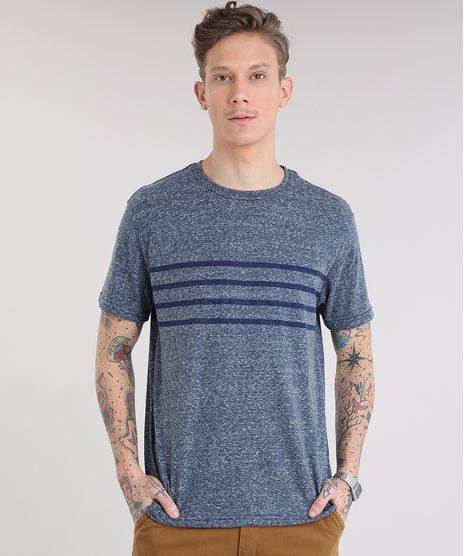 Camiseta-Masculina-Mescla-com-Listras-Manga-Curta-Gola-Careca-Azul-9228396-Azul_1