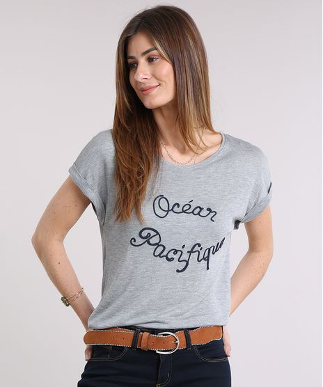 Blusa-Feminina--Ocean-Pacifique--Manga-Curta-Decote-Redondo-Cinza-Mescla-9227665-Cinza_Mescla_1