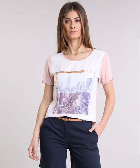 Blusa-Feminina-Acetinada-com-Estampa--N--Y--C---Manga-Curta-Decote-Redondo-Rose-9228092-Rose_1
