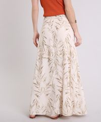 Saia-Longa-Feminina-Estampada-de-Folhagem-Bege-Claro-9190790-Bege_Claro_2