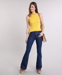 Calca-Jeans-Feminina-Flare-Cintura-Alta-com-Cinto-de-Argola-Azul-Escuro-9209337-Azul_Escuro_3
