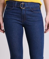 Calca-Jeans-Feminina-Flare-Cintura-Alta-com-Cinto-de-Argola-Azul-Escuro-9209337-Azul_Escuro_4