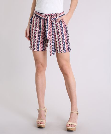 Short-Feminino-em-Linho-Estampado-com-Faixa-Rosa-9112213-Rosa_1