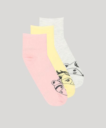 Kit-de-3-Meias-Femininas-Cano-Medio-Bichos-Multicor-9217590-Multicor_1