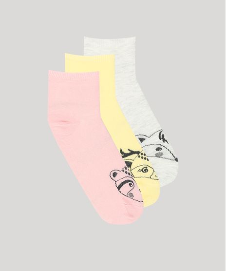 Kit-de-3-Meias-Femininas-Cano-Medio-Bichos-Multicor-9217590-Multicor_1