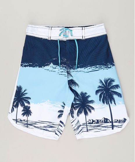 Bermuda-Surf-Infantil-com-Cordao-Estampada-de-Coqueiros-Branco-9192190-Branco_1