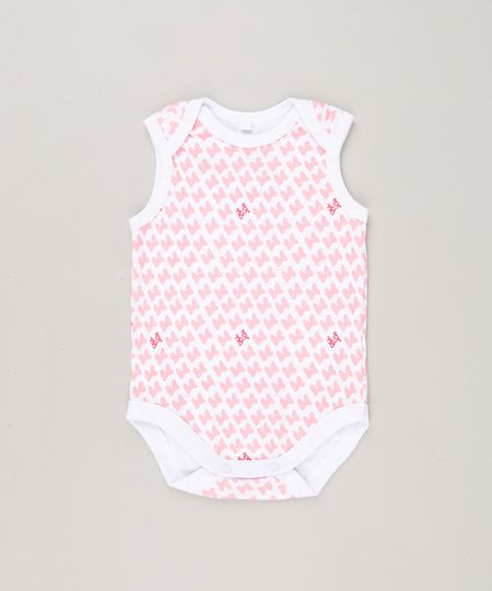 Body-Infantil-Minnie-Estampado-de-Lacinhos-Sem-Manga-Decote-Redondo-em-Algodao---Sustentavel-Branco-9124362-Branco_1
