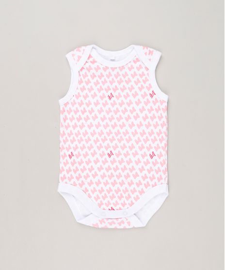 Body-Infantil-Minnie-Estampado-de-Lacinhos-Sem-Manga-Decote-Redondo-em-Algodao---Sustentavel-Branco-9124362-Branco_1
