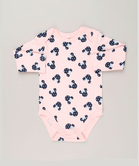 Body-Infantil-Minnie-Estampado-de-Estrelas-Manga-Curta-Decote-Redondo-em-Algodao---Sustentavel-Rosa-Claro-9124366-Rosa_Claro_1