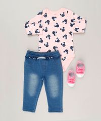 Body-Infantil-Minnie-Estampado-de-Estrelas-Manga-Curta-Decote-Redondo-em-Algodao---Sustentavel-Rosa-Claro-9124366-Rosa_Claro_3