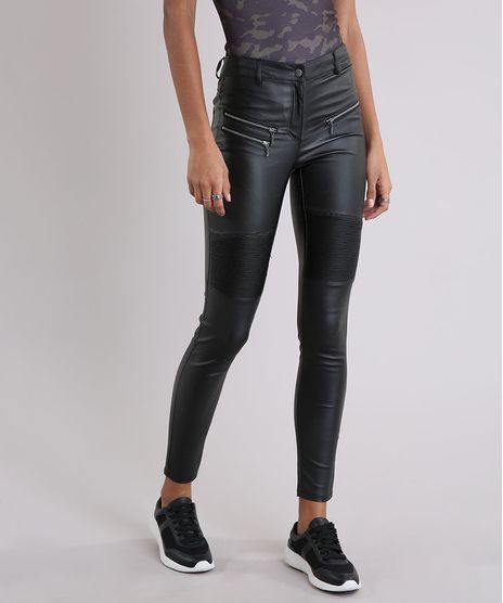 Calca-Feminina-Super-Skinny-Resinada-com-Ziper-Preta-9099170-Preto_1