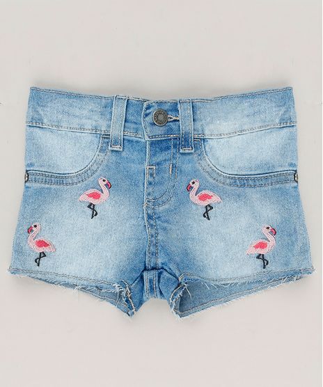 Short-Jeans-Infantil-com-Bordado-de-Flamingos-Azul-Claro-9218159-Azul_Claro_1
