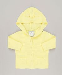 Casaco-Infantil-em-Trico-com-Capuz-de-Orelhinhas--Amarelo-9114236-Amarelo_1