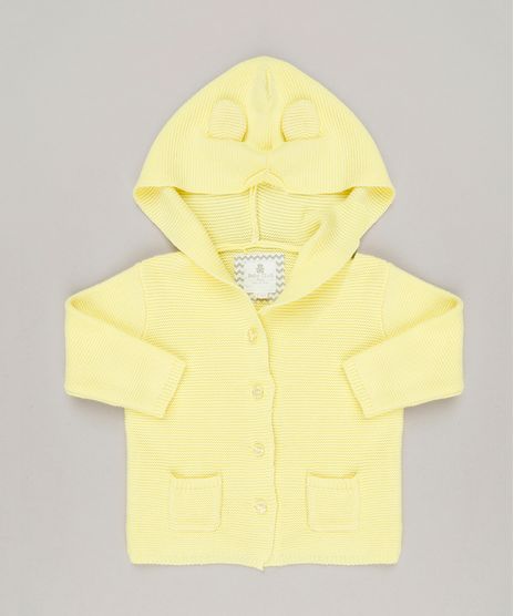 Casaco-Infantil-em-Trico-com-Capuz-de-Orelhinhas--Amarelo-9114236-Amarelo_1