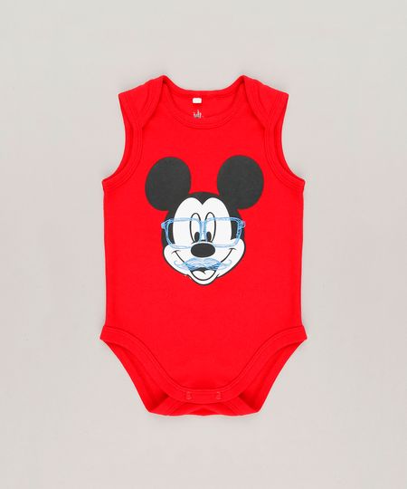 Body-Infantil-Mickey-Sem-Manga-Gola-Careca-em-Algodao---Sustentavel-Vermelho-9124814-Vermelho_1