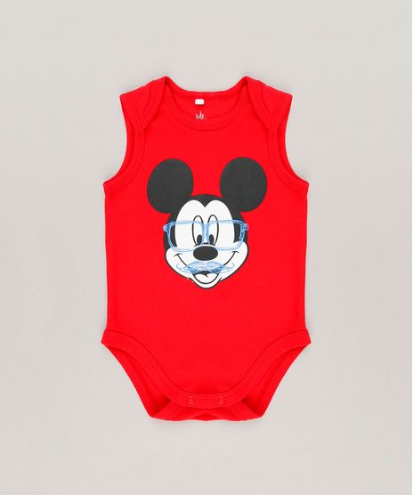 Body-Infantil-Mickey-Sem-Manga-Gola-Careca-em-Algodao---Sustentavel-Vermelho-9124814-Vermelho_1