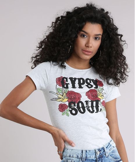 Blusa-Feminina--Gypsy-Soul--com-Estampa-Floral-Manga-Curta-Decote-Redondo-Cinza-Mescla-Claro-9211801-Cinza_Mescla_Claro_1