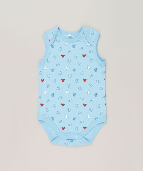 Body-Infantil-Estampado-do-Mickey-Sem-Manga-Gola-Careca-em-Algodao---Sustentavel-Azul-Claro-9124823-Azul_Claro_1