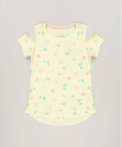 Blusa-Infantil-Open-Shoulder-Estampada-Mullet-Manga-Curta-Decote-Redondo-em-Algodao---Sustentavel-Amarela-Claro-9241655-Amarelo_Claro_1